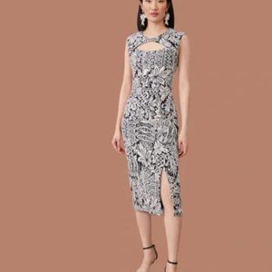 NWT! Anthropologie Black/Ivory Jacquard Cut Out Midi Dress - XL